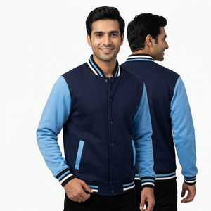 Blousons universitaires personnalisés pour hommes, décontractés, taille XL, respirants, en polyester, avec manches en cuir pour enfants - Product Image 1