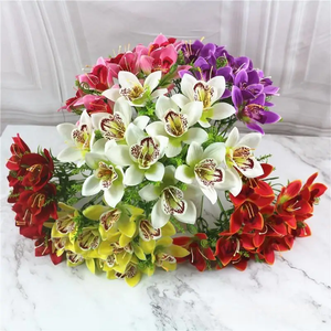 10 Pièces/Bouquet d'Orchidées Artificielles Blanches en Soie pour DIY, Mariage, Décoration de Chemin, Maison, Bureau, Vase, Accessoires, Fausses Fleurs - Product Image 1