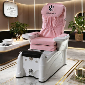 Luxury <b>Pink</b> Adjustable <b>Vibration</b> Multifunctional Spa Pedicure Chair Stainless Steel Glass Basin Drain LED Lamp for Beauty Salon - Product Image 1