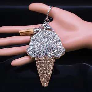 Porte-clés mignon en forme de glace, accessoires pour sac, porte-clés à pompon pour filles, décoration de sac, cadeau, bijoux, Porta Chaves Mulher K5138S1 - Product Image 5