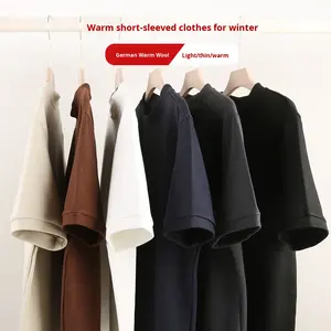 Nueva Camiseta de Manga Corta para Hombre, Informal, Lisa, 100% Poliéster, Ajuste Holgado, Transpirable, Absorbe la Humedad, Cálida para Otoño - Product Image 1