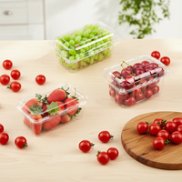Boîtes à clapet en plastique PET transparent de 250g et 400g pour l'emballage des tomates, des fraises, des raisins et des cerises