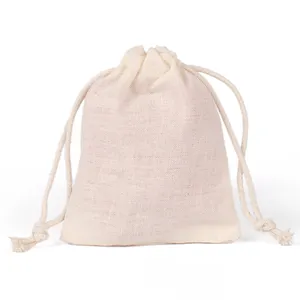 Joyas de algodon Mochila con cordon bolsa de regalo de algodon de navidad Bolsa de embalaje de joyeria de algodon blanco