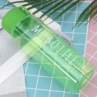 Bouteille d'eau en plastique transparente carrée de 500 ml, colorée, écologique, portable, avec sangle, pour étudiants et enfants, LingKa, moderne, prix d'usine