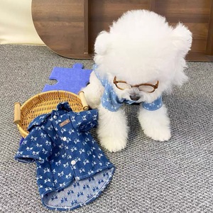 <b>Dog</b> Shirt Bow Tie Denim Breathable All Seasons For Small Medium Large <b>Dogs</b> - Product Image 1