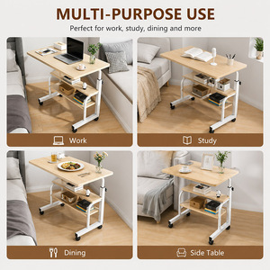 Armocity Rolling Standing <strong>Desk</strong> Charging Station Portable Height Adjustable Mobile Computer <strong>Desk</strong> 2-Tier <strong>Shelves</strong> Easy Assembly - Product Image 6