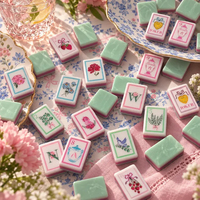 Set Permainan Mahjong Akrilik Vintage Bermotif Botani 160 Ubin untuk Pesta Teh Anak Perempuan, Tersedia
