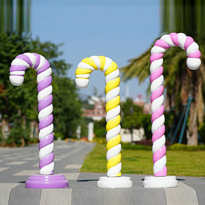 Prix d'usine : Sculpture géante en fibre de verre en forme de sucette canne à sucre, <span class=keywords><strong>grande</strong></span> statue en résine colorée pour la décoration d'événements festifs et de Noël - Product Image 3