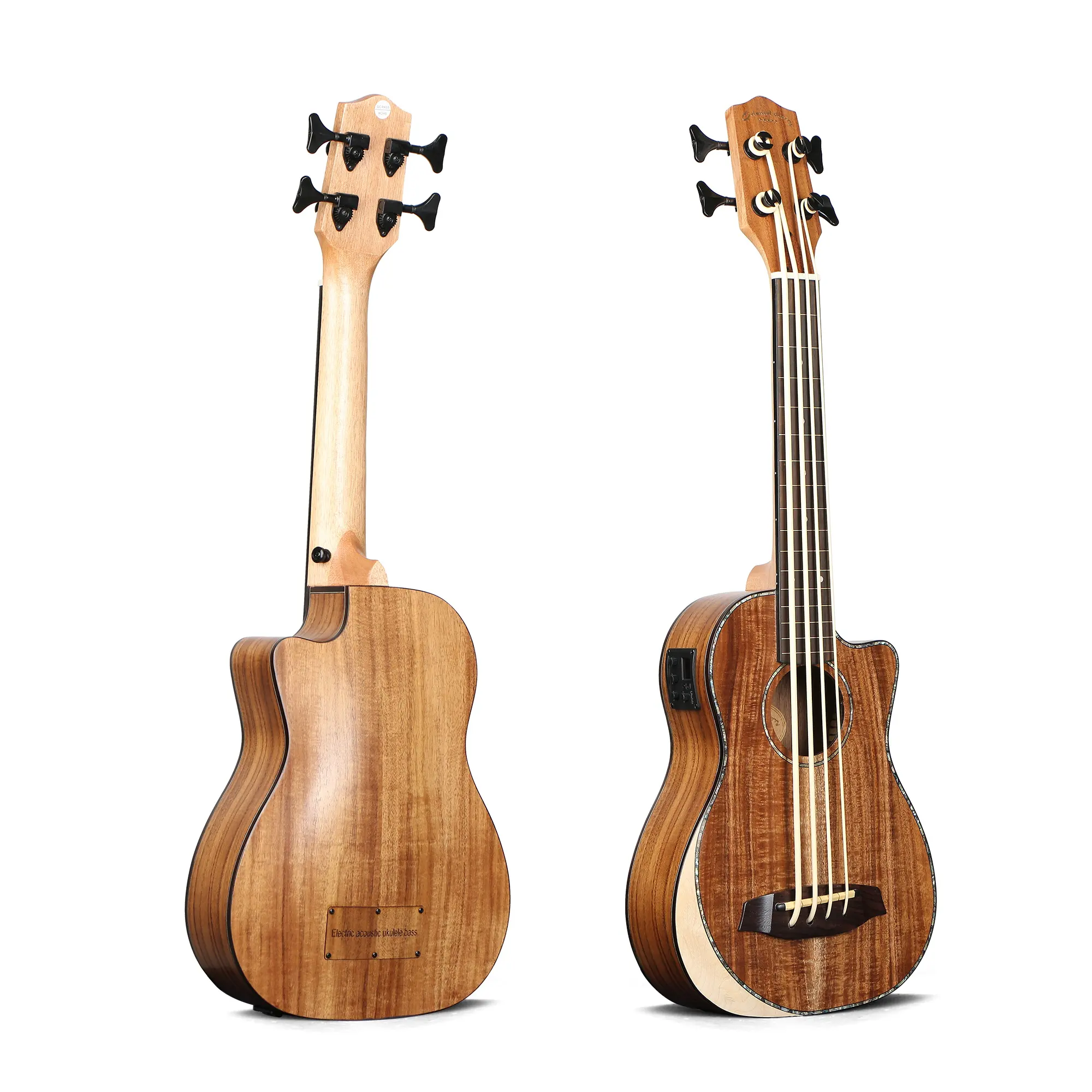 Ukelele grande de acacia sólida, mini Guitarra acústica eléctrica sin traste, bajo, precio al por mayor, W-D16-USB de cereza Oriental