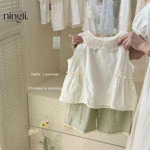 Conjunto de verano para niñas, elegante suéter y pantalones para niñas, conjunto de dos piezas para ropa casual de verano para niñas pequeñas - Product Image 2