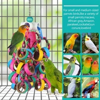 Lot d'anneaux interactifs en papier pour perroquets, décoration suspendue à mordre pour perruches et conures, accessoire de jeu pour volière d'animaux