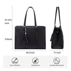 Sac à main pour ordinateur portable en <span class=keywords><strong>cuir</strong></span> PU vintage souple pour femmes, 15,6 pouces, grande capacité, avec fermeture à glissière, pochette pour le <span class=keywords><strong>travail</strong></span> - Product Image 3