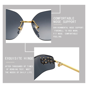 Lunettes de soleil carrées sans monture haut de gamme de marque de luxe pour unisexe, monture métallique rétro, UV400, légères et colorées - Product Image 5