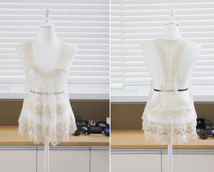 Nouveaux vêtements pour femmes coréens vacances à la <span class=keywords><strong>plage</strong></span> <span class=keywords><strong>gilet</strong></span> en forme de I <span class=keywords><strong>dentelle</strong></span> extérieure Camisole maille Crochet robe - Product Image 5