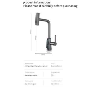 Grifo de dibujo directo de fábrica, grifo de cocina de cobre, pantalla digital inteligente LED, lavabo de verduras, agua fría y caliente - Product Image 6