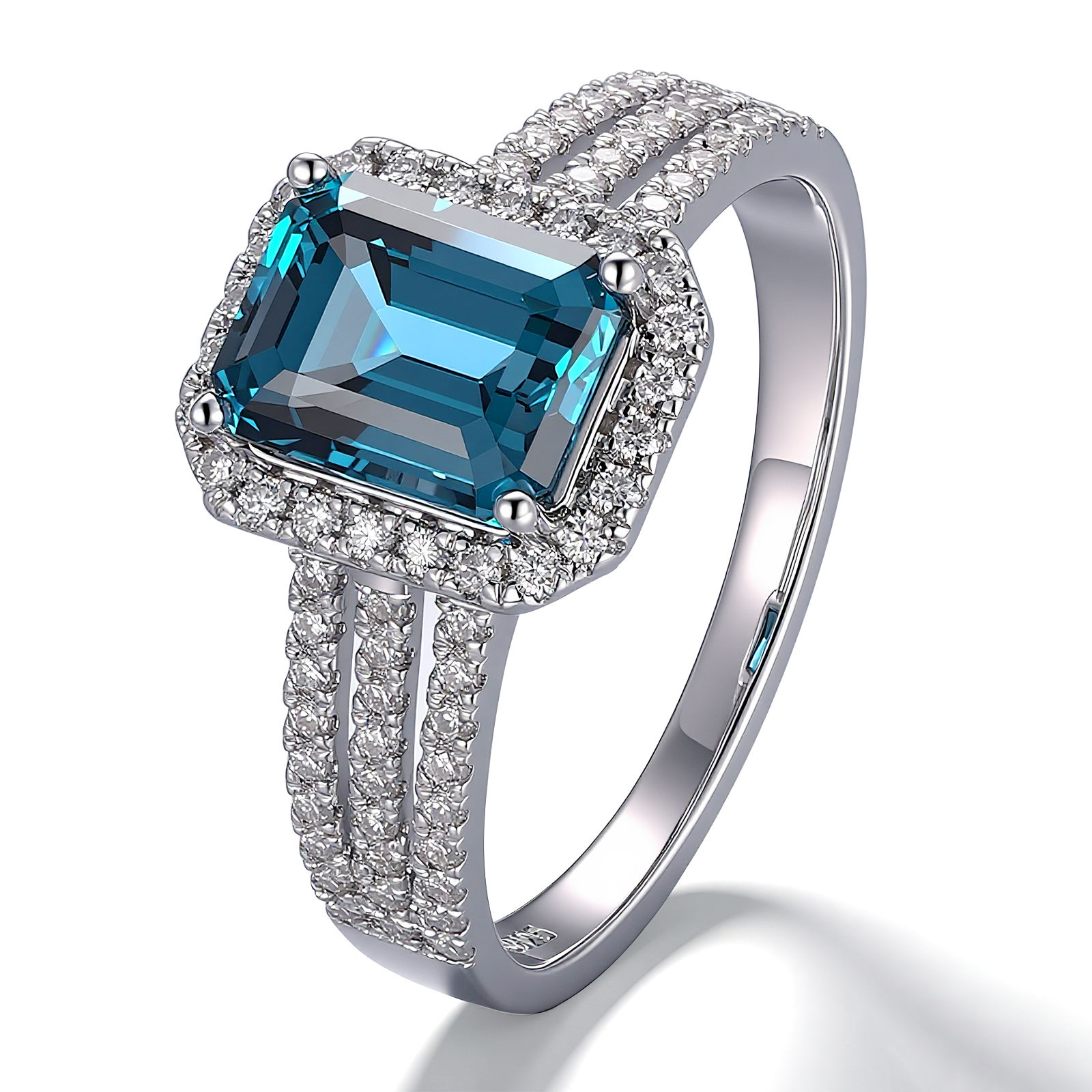 Bague en or massif 10 carats avec pierre précieuse de laboratoire