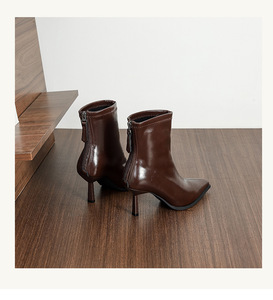 Chaussures à talons pour femmes tendance, <span class=keywords><strong>bottes</strong></span> à talons fins, <span class=keywords><strong>bottes</strong></span> <span class=keywords><strong>mi</strong></span>-<span class=keywords><strong>mollet</strong></span>, élégantes, à talons, en cuir PU, <span class=keywords><strong>bottes</strong></span> courtes pour femmes, pour tous les jours - Product Image 6