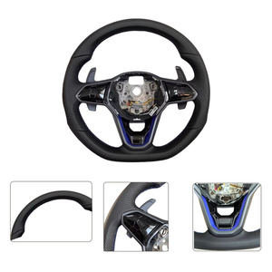 Volant en cuir semi-perforé modifié pour Volkswagen <span class=keywords><strong>VW</strong></span> Golf 7 Mk7 Golf 8 MK8 8R R GTI GTD Jetta Bouton de klaxon - Product Image 3