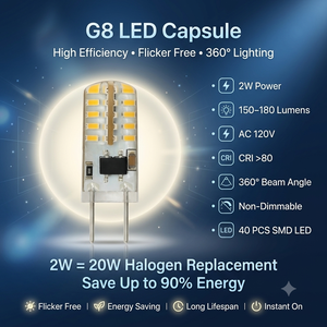 หลอดไฟซิลิโคน G8 LED สำหรับโรงแรม 120V 6000K/2700K อุณหภูมิสี รับประกัน 2 ปี - Product Image 2