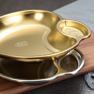 Chef Meis 304 Stainless Steel Snack Plate Peach Shape With Sauce Dish For Fried Food And Fries - Product Image 3