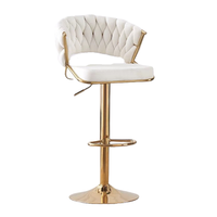 Chaise de bar pivotante inclinable de luxe moderne haut de gamme, tabouret haut réglable avec siège en cuir et pompe hydraulique pour salon commercial