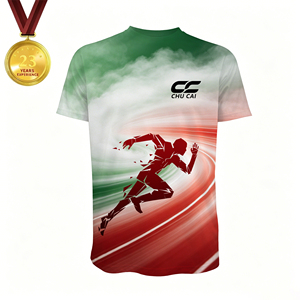 Maglia da maratona OEM da uomo, tricolore, modello Flow Runner, traspirante, in poliestere, a maniche corte, per allenamento - Product Image 1