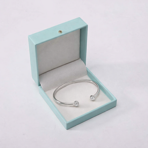 Designer Bangle Box Premium Custom Rigid Flip Top Leather Jewelry Storage Box Velvet Insert Foil Stamping Custom Logo Wholesale - Product Image 1