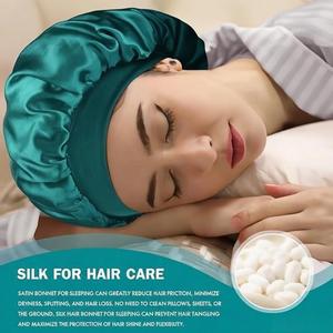 <span class=keywords><strong>Bonnet</strong></span> en satin de soie pour dormir, <span class=keywords><strong>bonnet</strong></span> de nuit en soie double couche pour hommes et femmes, <span class=keywords><strong>bonnet</strong></span> doux doublé de satin pour cheveux bouclés - Product Image 4