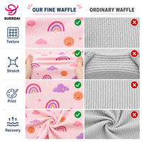 Tela de punto gofrado de algodón y elastano estampada, transpirable, de baja contracción, para pijamas y ropa de dormir infantil, venta al por mayor por rollo para fábricas.