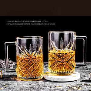 Nouvelle Série en Gros de Vaisselle en Verre : Tasses à Eau, à Whisky, à Bière et à Café avec Poignée en Verre Étoilé - Product Image 2