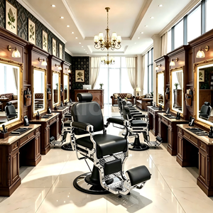 Sillón de Barbería Moderno de Cuero PU Negro, Hidráulico, Reclinable, Giratorio 360°, Mueble para Salón y Hogar, Silla para Cortar el Cabello - Product Image 3