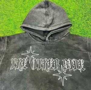 Acid Wash Pullover Hoodie Heavyweight Calidad superior Oversized Drop Shoulder Hoodie Custom Zip Up Sudadera con capucha desgastada para hombres - Product Image 3