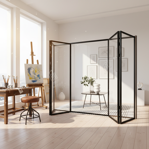 Porte pliante en aluminium à double battant en verre trempé pour camping-car, portable, flexible, gain de place, pour camping-car, caravane, camping, salle de bain - Product Image 5