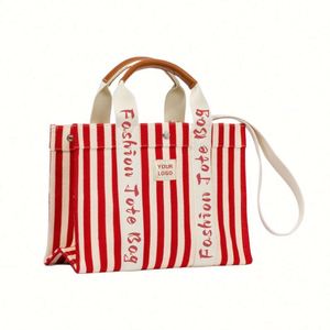 High Quality China Wholesale Canvas Totes Crossbody Striped <b>Bags</b> with Zipper Custom Logo for Women and <b>College</b> Students - Product Image 1