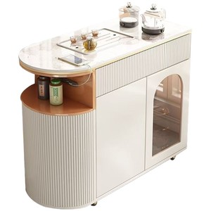 <b>Portable</b> Tea Cart With Storage And Glass Door For Living Room Or Balcony Use - Product Image 5