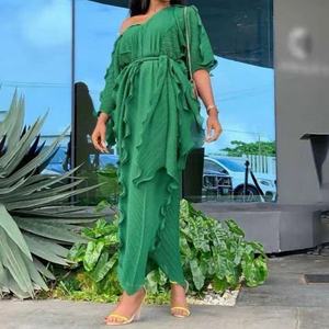 Robe Fluide Plissée en Mousseline de Soie avec Col en V, Volants et Perles, Style Africain Sexy pour Femme - Product Image 5