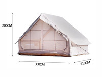 6.3 ㎡   Tente Gonflable de Luxe Portable pour Crête de Toit, Tente de Camping Extérieure Imperméable Quatre Saisons à Montage Rapide en PVC et Tissu Oxford, Cabane Familiale