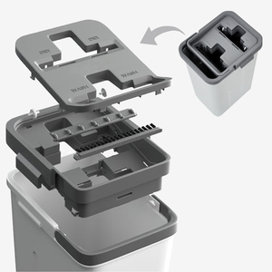 Serpillère auto-nettoyante à manche en acier avec balai plat et seau, grande taille, pour nettoyage des sols humides et secs, avec tampon microfibre et système mains libres 360° Magic - Product Image 3