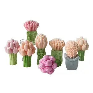 Lavendel Tulp Boeket Siliconen Mal Bloemen Gips Ornamenten Home Decoraties Gieten Mal Diy Aromatherapie Kaars Maken Tool