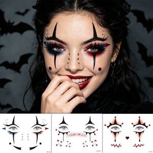 Tatuajes Temporales Personalizados OEM No Tóxicos, Pegatinas de Tatuajes de Payaso Terrorífico de Halloween, Sonrisa Ensangrentada Cosida, para Venta al Por Mayor y Cosplay - Product Image 3