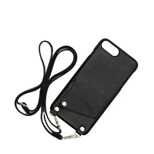 Coque de téléphone portable pour iPhone 7/8, bandoulière slim en cuir véritable avec lanière, anti-gravité, collier personnalisé