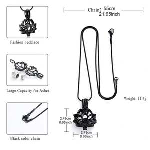 Collar de urna para cenizas de mascotas con diseño de loto, chapado en oro de 18k, de acero inoxidable, antideslustre, de moda, para hombres y mujeres - Product Image 3