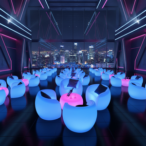 Muebles de Bar Luminosos, Juego de Mesa y Sillas LED Iluminadas, Muebles LED para Discotecas al Aire Libre, Mesa para Eventos en Jardín al Aire Libre - Product Image 5