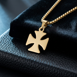 Gold Plated Stainless Steel Cross Pendant Necklace Unisex Religious Jewelry <b>Box</b> Chain Everyday Wear - Product Image 1