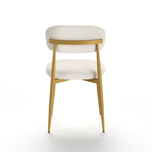 <span class=keywords><strong>Set</strong></span> di 2 Sedie da Pranzo Moderne in Velluto Crema con Schienale Curvo, Sedie Imbottite Senza Braccioli con Gambe in Metallo Dorato per Cucina - Product Image 3