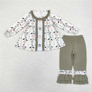 RTS pas de quantité minimale de commande petite fille Boutique citrouille noir imprimé à carreaux tenues d'automne enfants en gros enfant en bas âge fille à manches longues vêtements pour enfants - Product Image 1