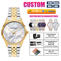 Montre de luxe pour femme avec logo personnalisé, cadran analogique 32 mm, verre en acier inoxydable, quartz, résistance à l'eau 3 ATM, mode OEM/ODM