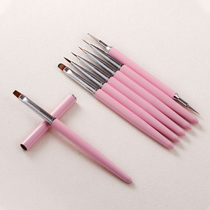 Outil de pointillage pour nail art à double embout, pinceau à ongles en gel rond et plat, manche en métal, poils synthétiques avec couvercle, stylo de dessin pour manucure - Product Image 5