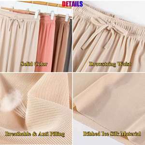 I-0287 Nouveau pantalon d'été ample pour femme, taille haute, jambe large, en soie glacée, décontracté et long - Product Image 6