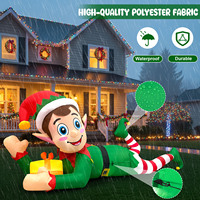 Décoration de Noël extérieure, géant elfe gonflable de Noël avec boîte cadeau, éclairage LED, décoration de jardin gonflable pour fête de Noël